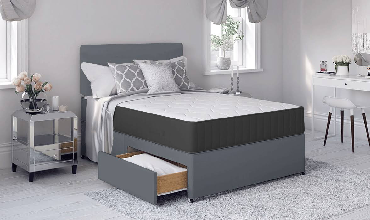 images-1.jpg ChelseaGrey Fabric Divan Set with Headboard and Comfort Spring Memory Foam Mattress - Image 1