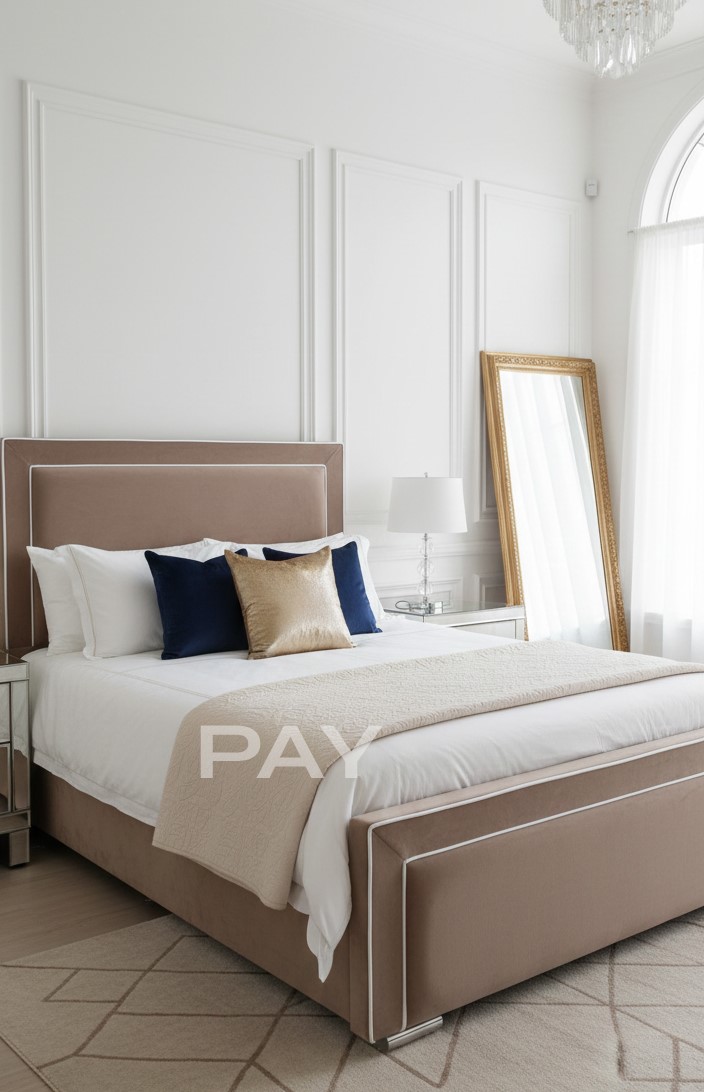 payweekly Oria Luxury Contrast Piping Bed Frame - Image 1