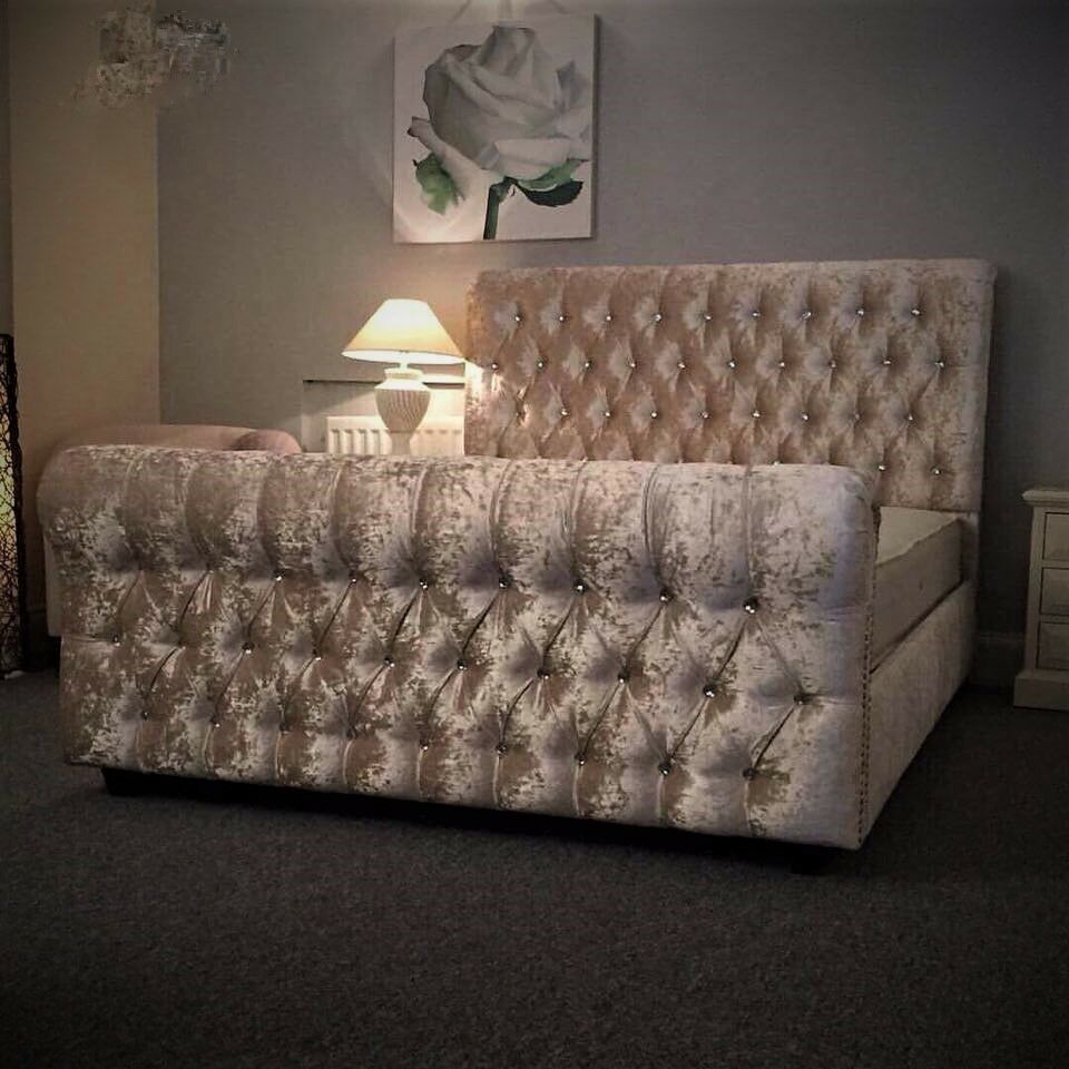 s-l1600-3.jpg Scroll Chesterfield Sleigh Bed Frame - Image 1