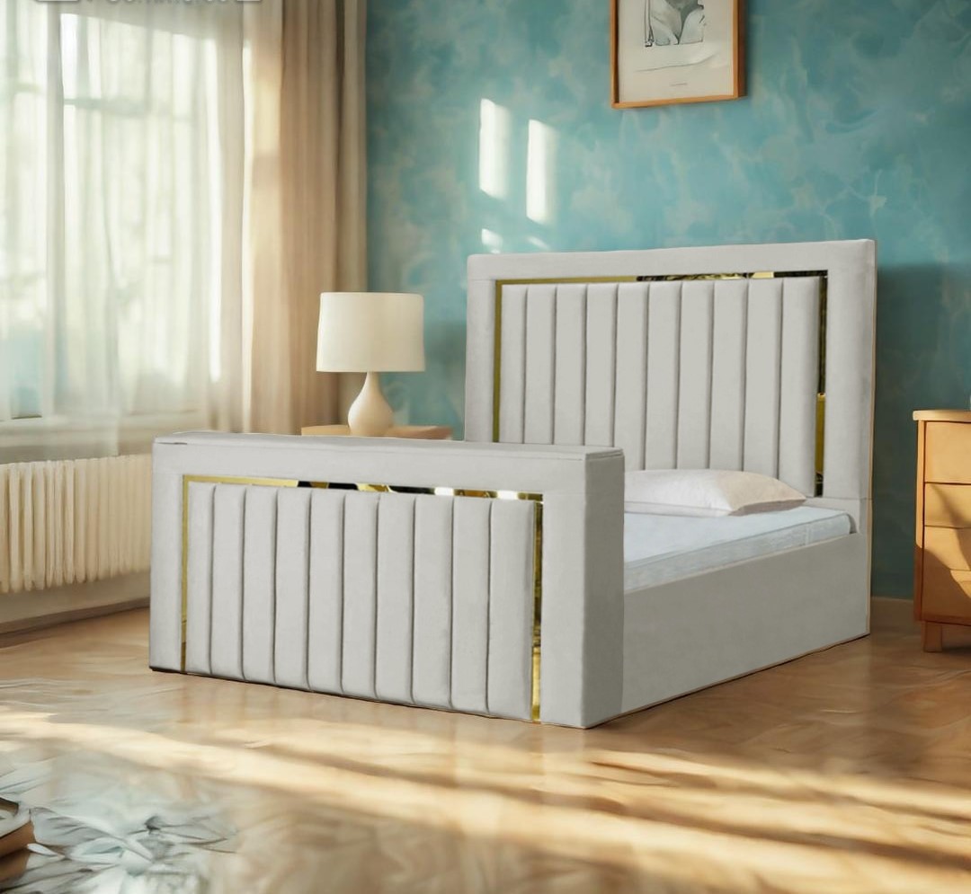 primetv bed Golden Strip Panel TV Ottoman Storage bed & Mattress Option - Image 1